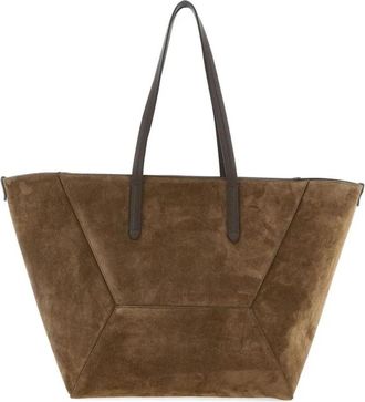 Brunello Cucinelli Duo Suede Shopper Tote - Dames - Shoppers - Grijs - ONE Size - Su&egrave;de - Tassen