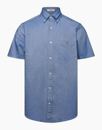 GANT Mens Reg Oxford Ss Shirt Milky Matcha L - Blue - Size: 40/Regular