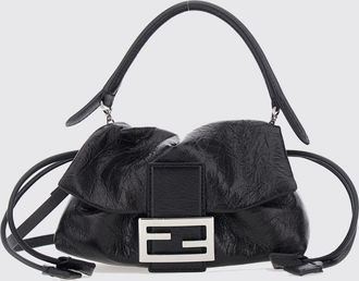 Fendi Borsa mini Baguette in pelle effetto stropicciato con logo FF