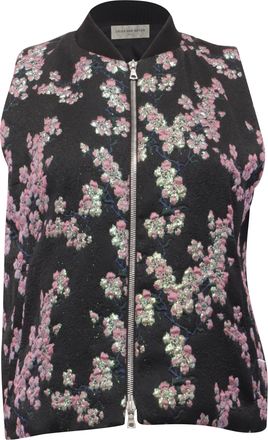 Dries Van Noten Metallic Cherry Blossom Brocade Vest in Black Polyester