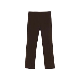 PESERICO Broeken, Dames, Bruin, M, Katoen, Geknipte Slim-Fit Broek
