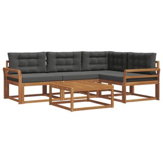 vidaXL Conjunto De Sof&aacute;s De Exterior 5 Pcs Natural Y Antracita Vidaxl