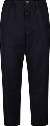 Dries Van Noten Drawstring Waist Penny Wool Pants With Tailored Silhouette
