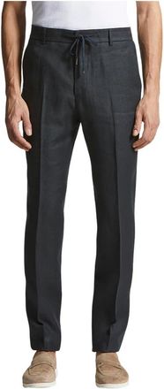 PESERICO Pure linnen gabardine jogger broek - Heren - Slim Fit Broeken - Blauw - S - Linnen - Broeken