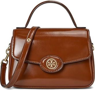 Tory Burch Robinson Spazzolato Small Top-Handle Bag Shoulder Womens Handbags Dark Sienna, Leather/Suede