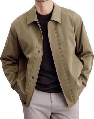 Generic Men Bomber Jackets Casual Smart Outwear Coat Lightweight Windbreaker Full Zip Turndown Jackets Stylish Fall Spring Golf Work Dress Business Jacket Wor