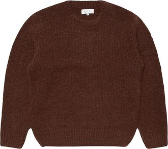 Edwin Dun Gebreide Trui - Heren - Ronde hals truien - Bruin - XL - Wol - Truien & Vesten