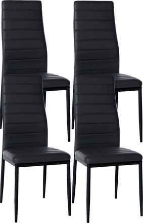 Clp Clp - Juego De 4 Sillas De Comedor Mayfair Negro Simil Cuero
