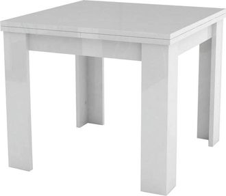 Dmora Tavolo allungabile Airin, Consolle ausiliare da cucina, Tavolo allungabile, 100% Made in Italy, cm 90x90h75, Bianco lucido - Dmora