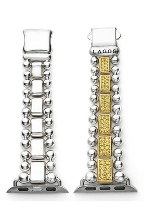 Lagos Smart Caviar Yellow Sapphire Apple Watch Watchband in Silver at Nordstrom, Size 7