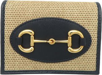 Gucci Beige Navy Canvas Leather Wallet (Bi-Fold) (Pre-Owned)