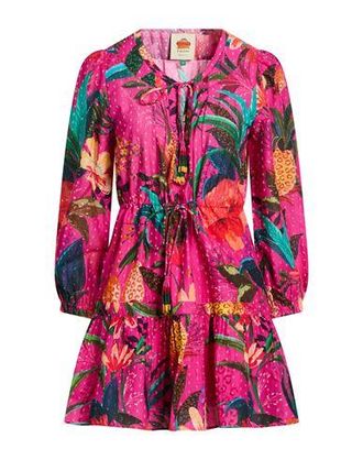 Farm Rio LEOPARD FLOWERS PINK MINI DRESS