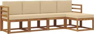 vidaXL Conjunto De Sof&aacute;s De Exterior 5 Uds. Natural Y Beige Vidaxl