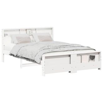 Berkfield Home Modern Bed Frame with Headboard White 140 x 200 cm Solid pine wood