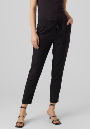 Vero Moda Schlupfhose VERO MODA VMJESMILO MW ANKLE PANTS WVN NOOS, Damen, Gr. XS (34), N-Gr, schwarz, Web, Obermaterial: 55% Viskose, 45% Leinen, unifarben, reg