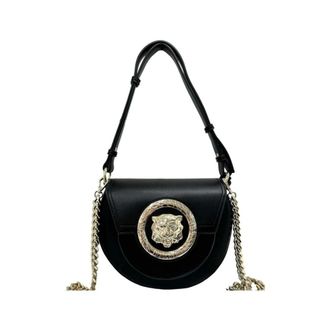 Just Cavalli Shoulder Bags, female, Black, Size: ONE SIZE Logo Plaque Shoulder Bag