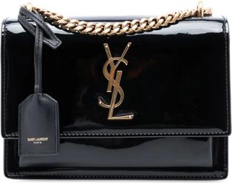 Saint Laurent Borsa a tracolla Sunset piccola lucida con monogramma 2018 - Nero