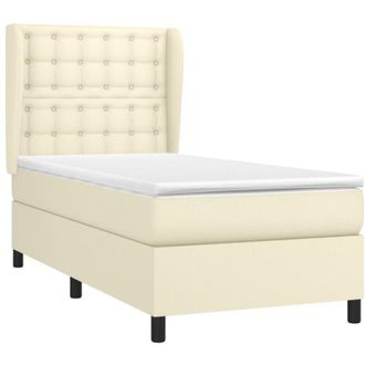vidaXL Cama Box Spring Con Colch&oacute;n Cuero Sint&eacute;tico Crema 80x200 Cm Vidaxl
