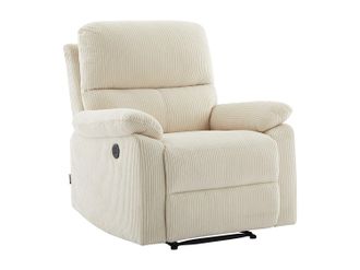 Vente-Unique Sill&oacute;n reclinable el&eacute;ctrico de terciopelo beige LUNANO