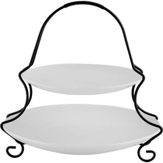 Gibson Home Splendid Grace 2 Tie Serving Set with Metal Rack in White at Nordstrom
