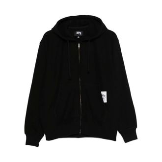 St&uuml;ssy Zip-throughs, male, Black, M, Brass Zip Knit Hood
