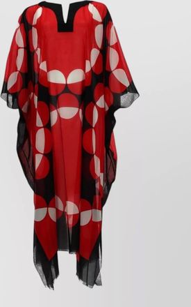 Dries Van Noten geometric v neck loose sheer beach kaftan