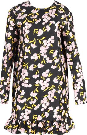 Marni Marni knielange jurk met bloemenprint en ruches aan de zoom, gemaakt van veelkleurige zijde