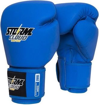 OEM Guantes De Muay Thai Stormcloud Blizzard Classic De Cuero Genuino, Color Azul, 14 Oz