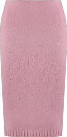 Tom Ford Geribbelde Gebreide Wollen Kasjmier Rok - Dames - Midirokken - Roze - XS - Wol - Rokken