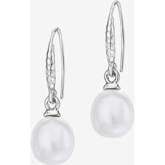 Dower & Hall 8mm Oval White Luna Pearl Drop Earrings in Sterling Silver at Nordstrom