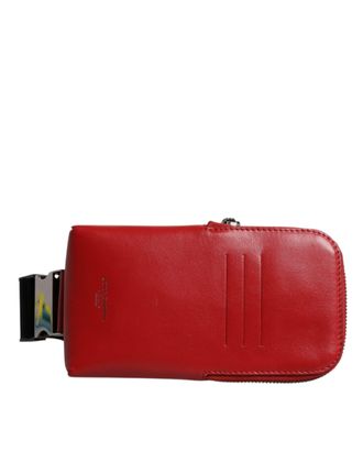 Dolce & Gabbana Red Calfskin Leather Phone Cardholder Crossbody Borse Womens Bag