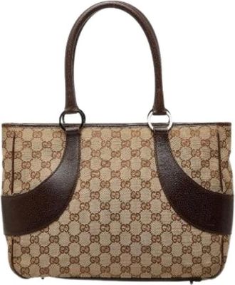 Gucci Pre-owned Handbags, female, Beige, Size: ONE SIZE Pre-owned Canvas Handbag