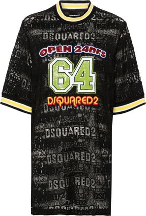 Dsquared2 64 Lacey T-shirt dress - women - Cotton/Polyester/Polyamide - 38 - Black