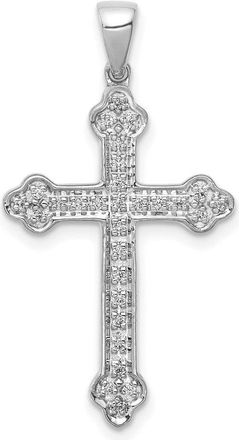 Diamond2Deal 14k White Gold 1/10 carat Diamond Cross Pendant