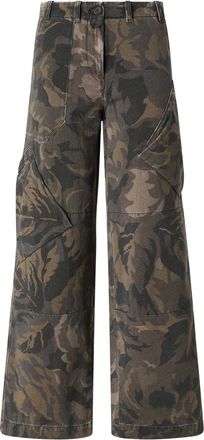 Pinko Floral Camouflage Cotton Wide-Leg Pants