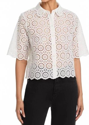 Frame Denim The Petal Eyelet Shirt In White