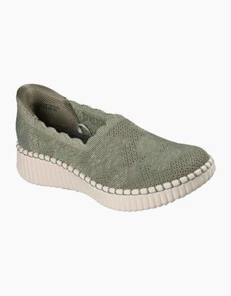 Skechers Womens Skechers Wilshire Boulevard Polyester Womens Olive Trainers - Green - Size: 6