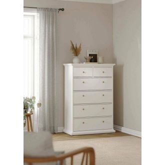 Dmora Dmora - Cajonera Gaetana, C&oacute;moda Multiusos, C&oacute;moda De Dormitorio, Gabinete Con Cajones, 96x49 H139 Cm, Blanco