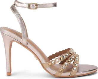 Carvela Womens Confetti Heel Sandals - Gold Fabric - Size UK 8