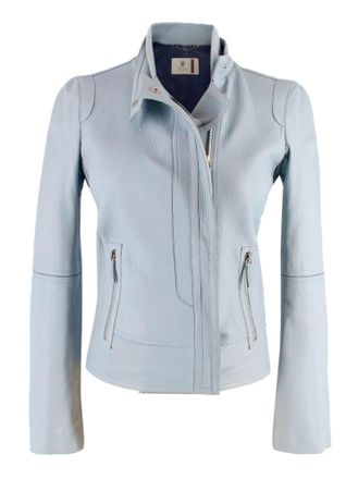 Gucci Baby Blue Vintage Leather Jacket Size XXS