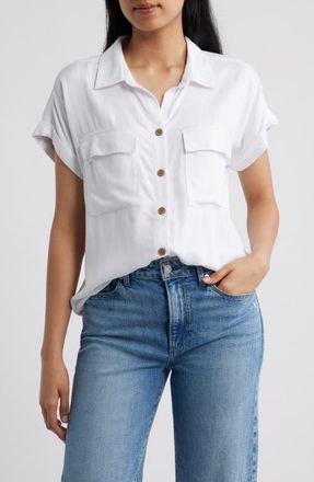 Beach Lunch Lounge Kiersten Short Sleeve Shirt in White at Nordstrom, Size X-Small