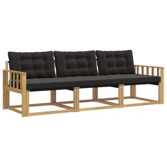 vidaXL Conjunto De Sof&aacute;s De Exterior Con Coj&iacute;n 3 Pcs Blanco Y Negro Vidaxl