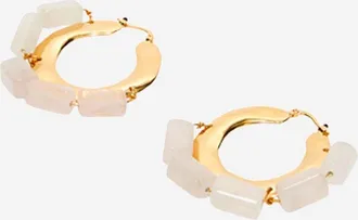 Jil Sander Womens Brass Earrings With Natural Stones Pink