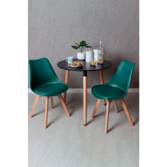 Regalos Miguel Regalos Miguel - Black Friday - Conjunto Mesa Tower Redonda 80 Cm Negra Y Pack 2 Sillas Synk Basic - Verde Azulado