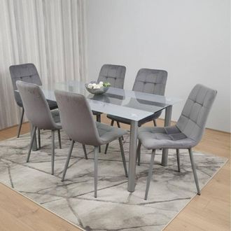 Kosy Koala Dining Table & 6 Chairs Modern Grey Table With 6 Chairs