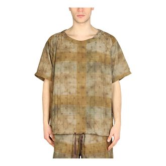 Needles T-Shirts, male, Brown, Size: S SS Pullover Shirt