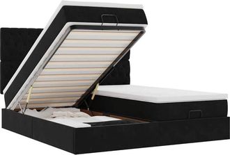vidaXL Vidaxl - Estructura De Cama Otomana Colchones Terciopelo Negra 160x200cm