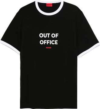 HUGO BOSS ringer print T-shirt - men - Cotton - L - Black