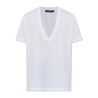 Dolce & Gabbana Camiseta de Algod&oacute;n con Logo Cosido - Tops - Hombre - Blanco - 2XL