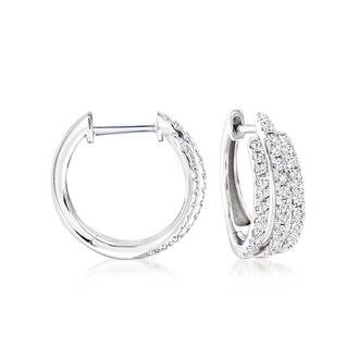 Ross-Simons Diamond 3-Row Hoop Earrings in Sterling Silver